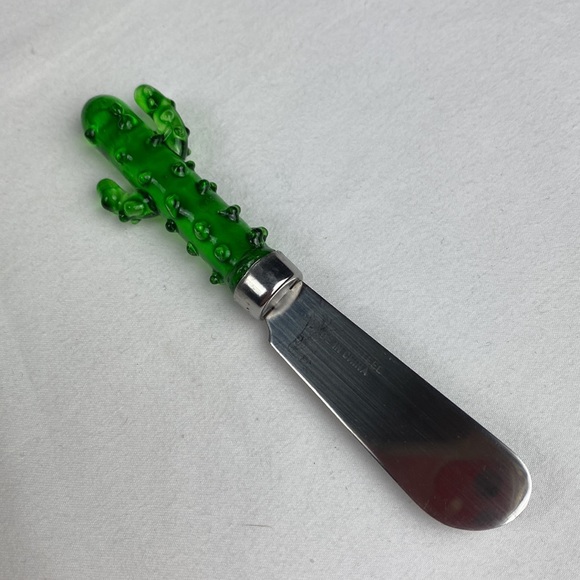 Vintage mini butcher block with decorative spreader knives - Picture 6 of 14